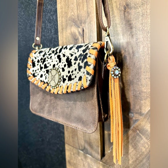 EUC Sandra Ling Speckled Hide & Brown Leather Small Bag - Picture 3 of 12